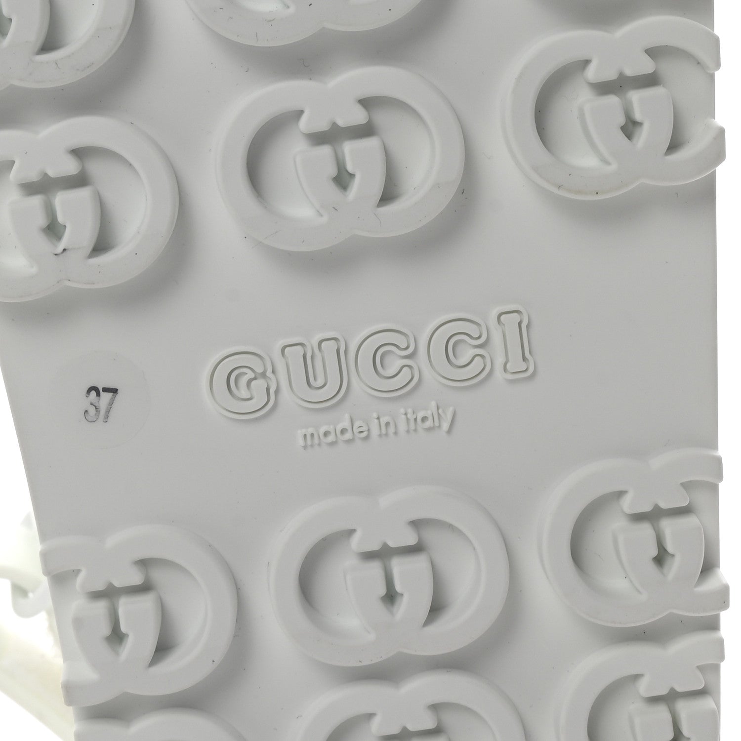 Gucci Soft Rubber Horsebit Touch Womens Strapped Sandals 37 Great White