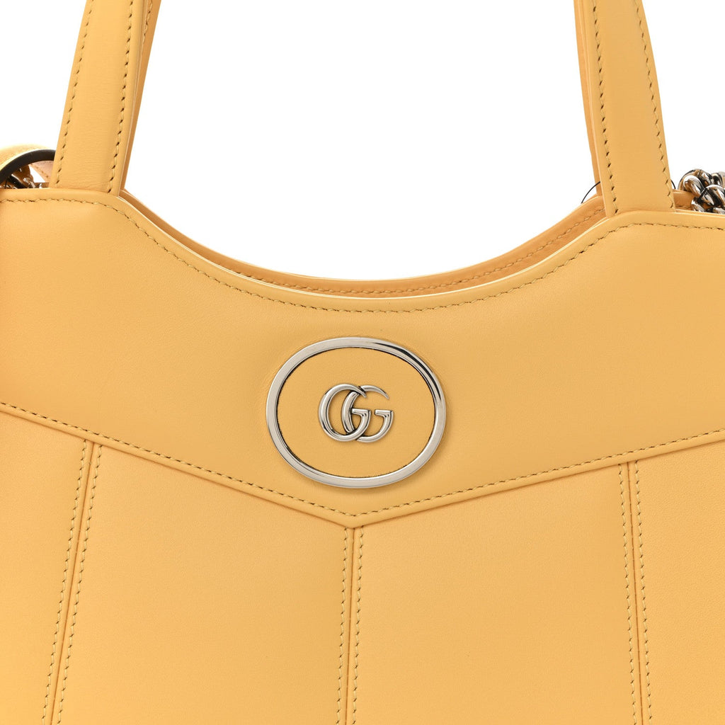 Gucci Senna Calfskin Petite GG Small Tote Bag Sunny Yellow