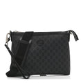 Gucci GG Supreme Monogram Azalea Calfskin Retro Interlocking G Wristlet Messenger Bag Black