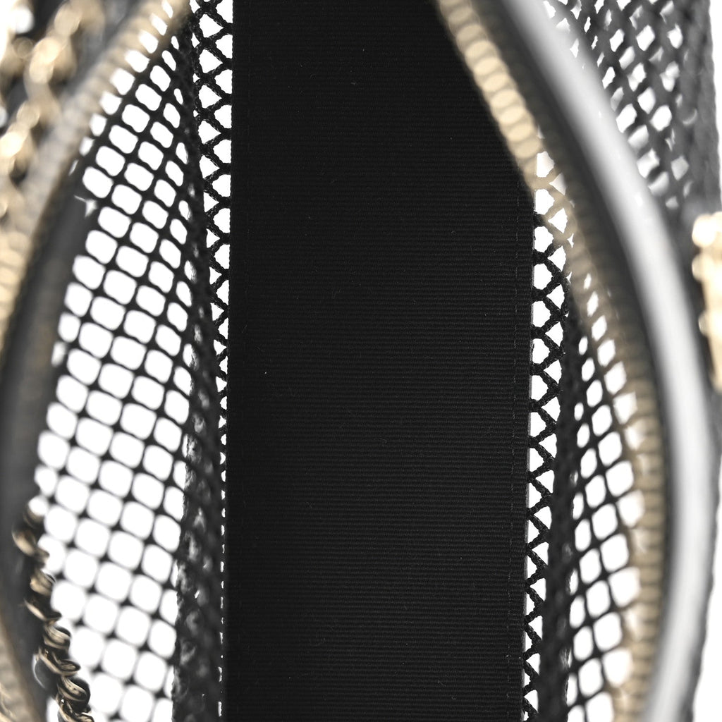 Chanel Mesh Shiny Lambskin Clutch With Chain Black