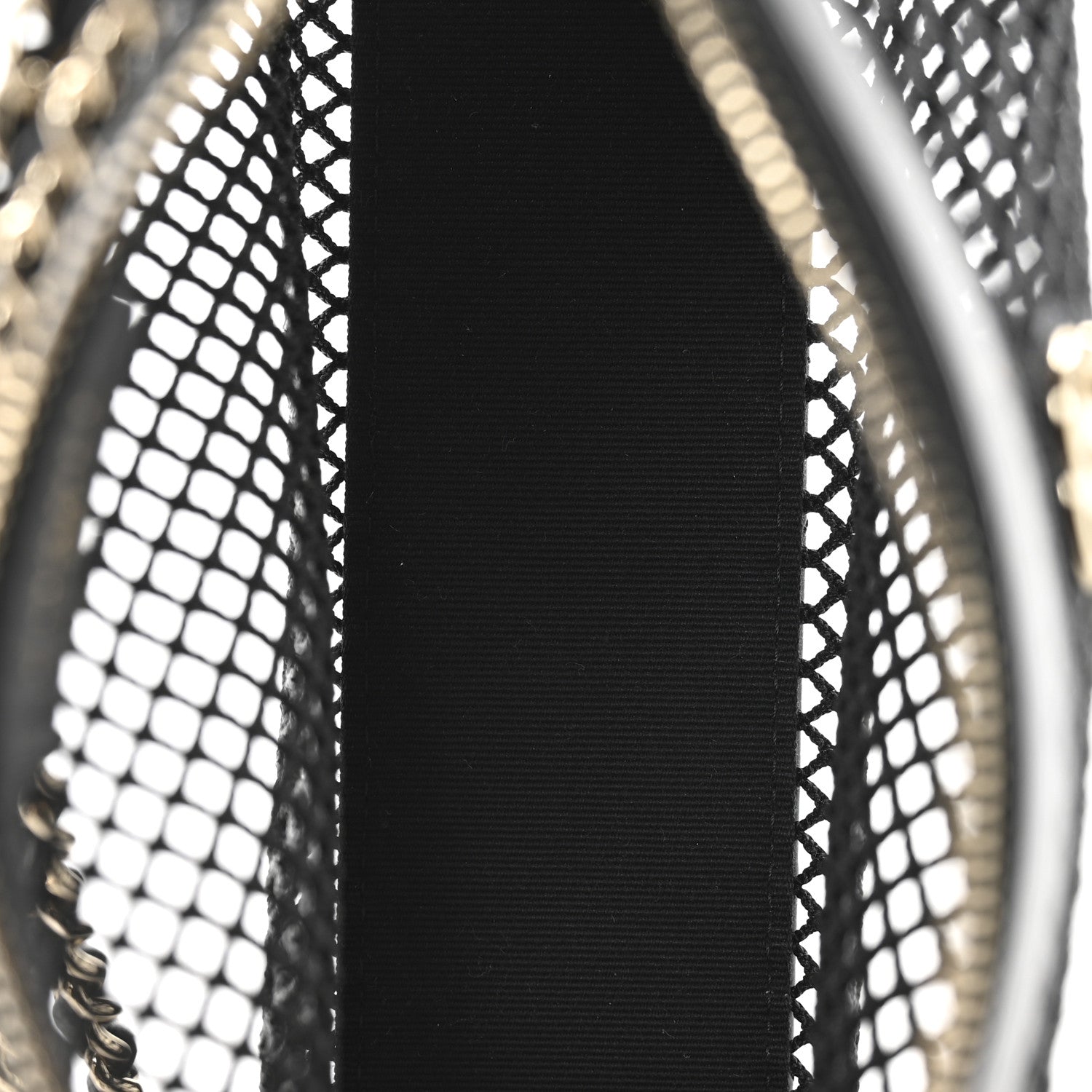 Chanel Mesh Shiny Lambskin Clutch With Chain Black