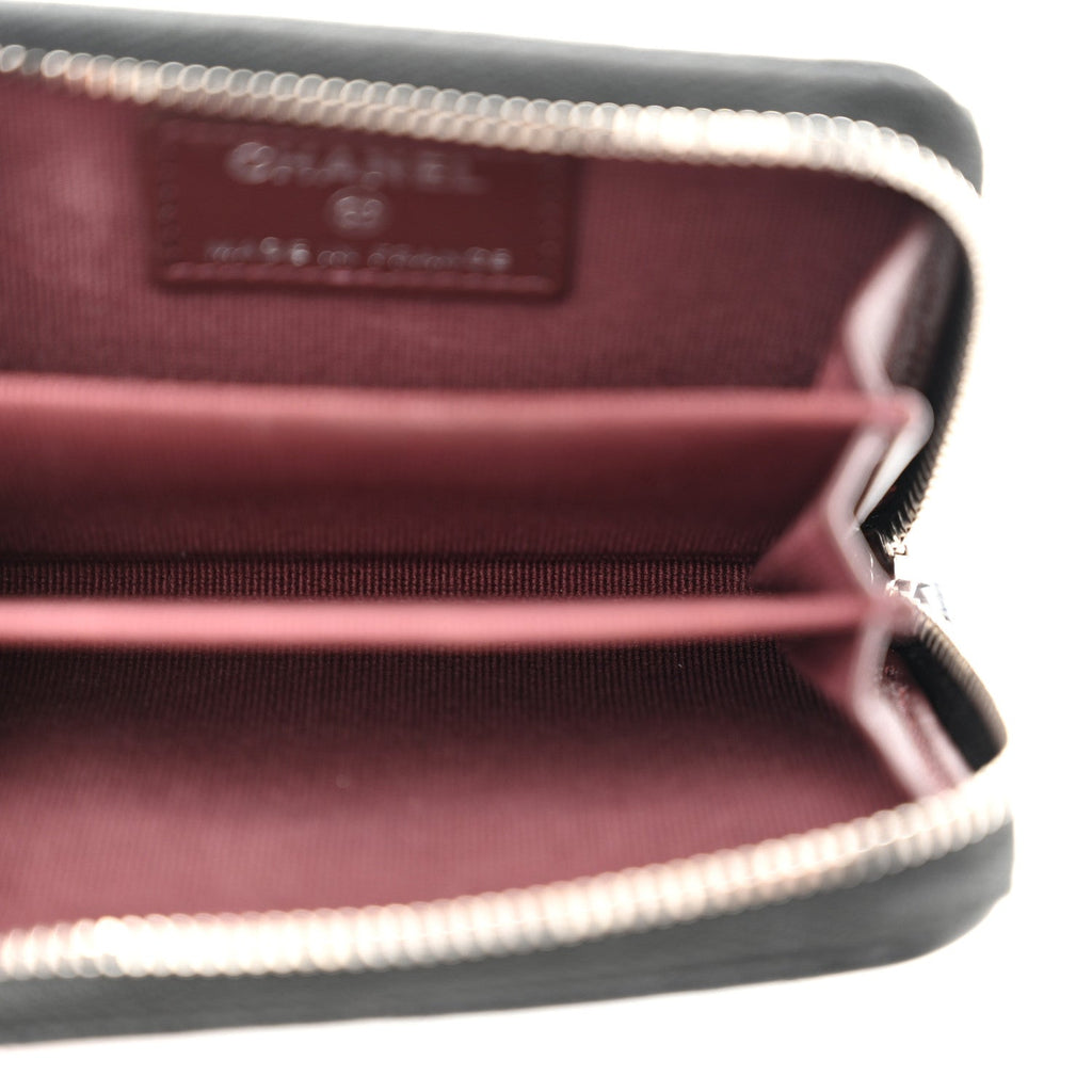 Caviar Quilted Zip Coin Purse Black