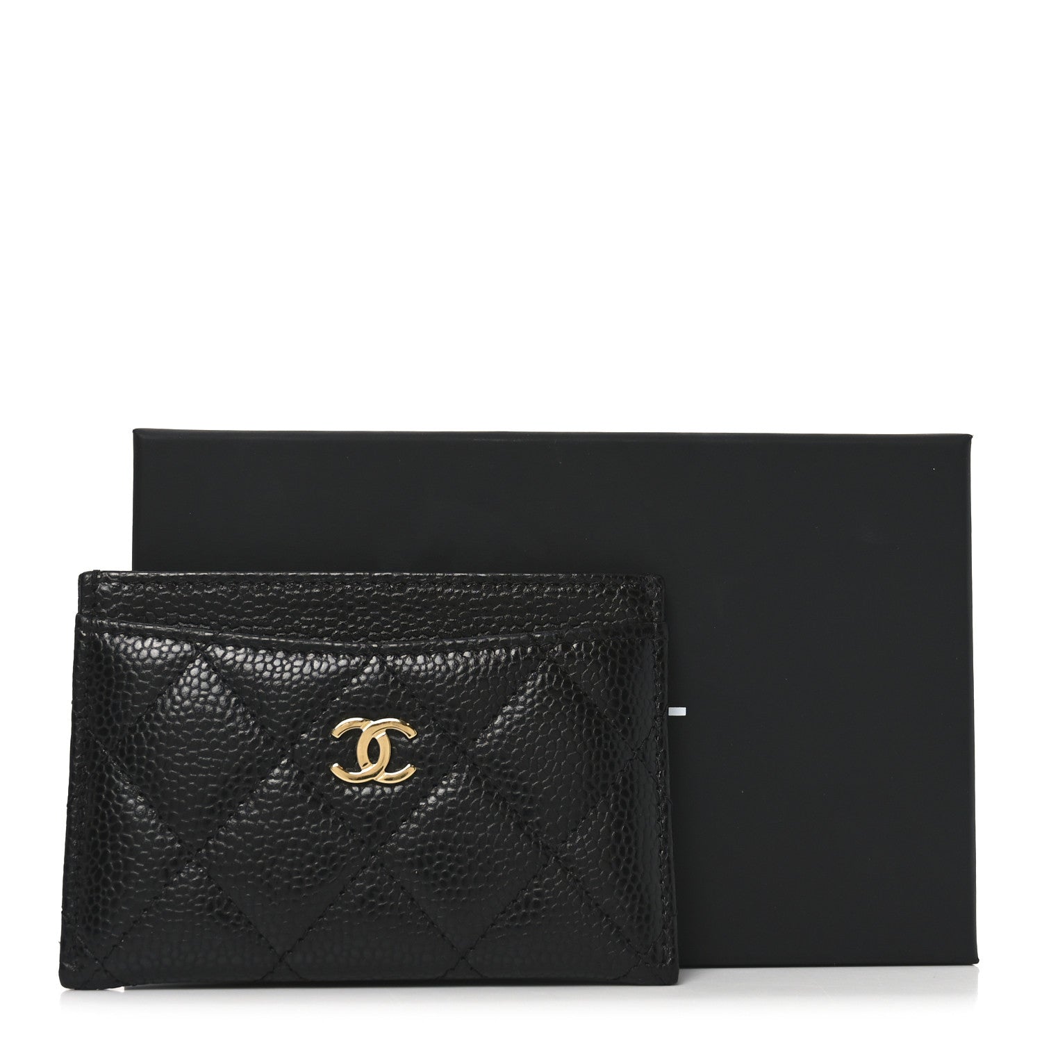 Caviar Quilted Card Holder Black