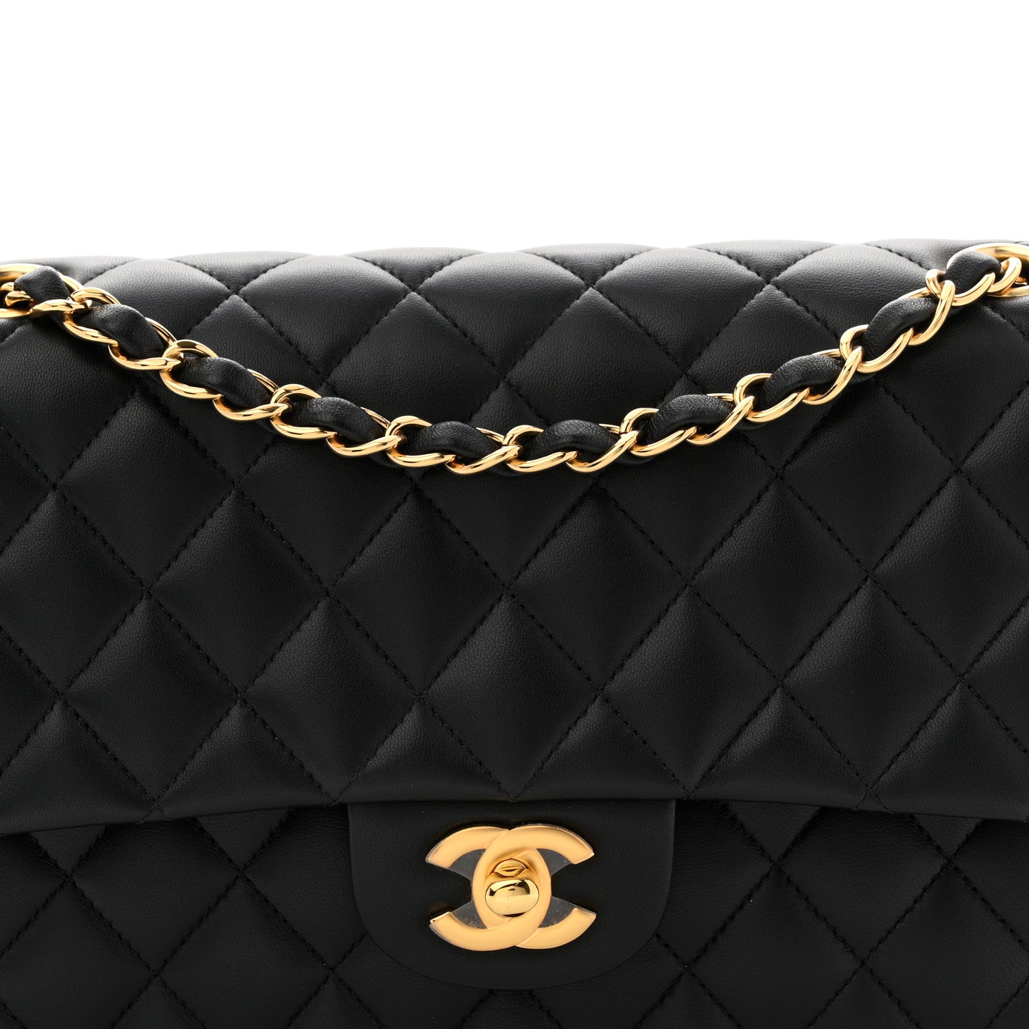 Chanel Lambskin Quilted Medium Double Flap Black