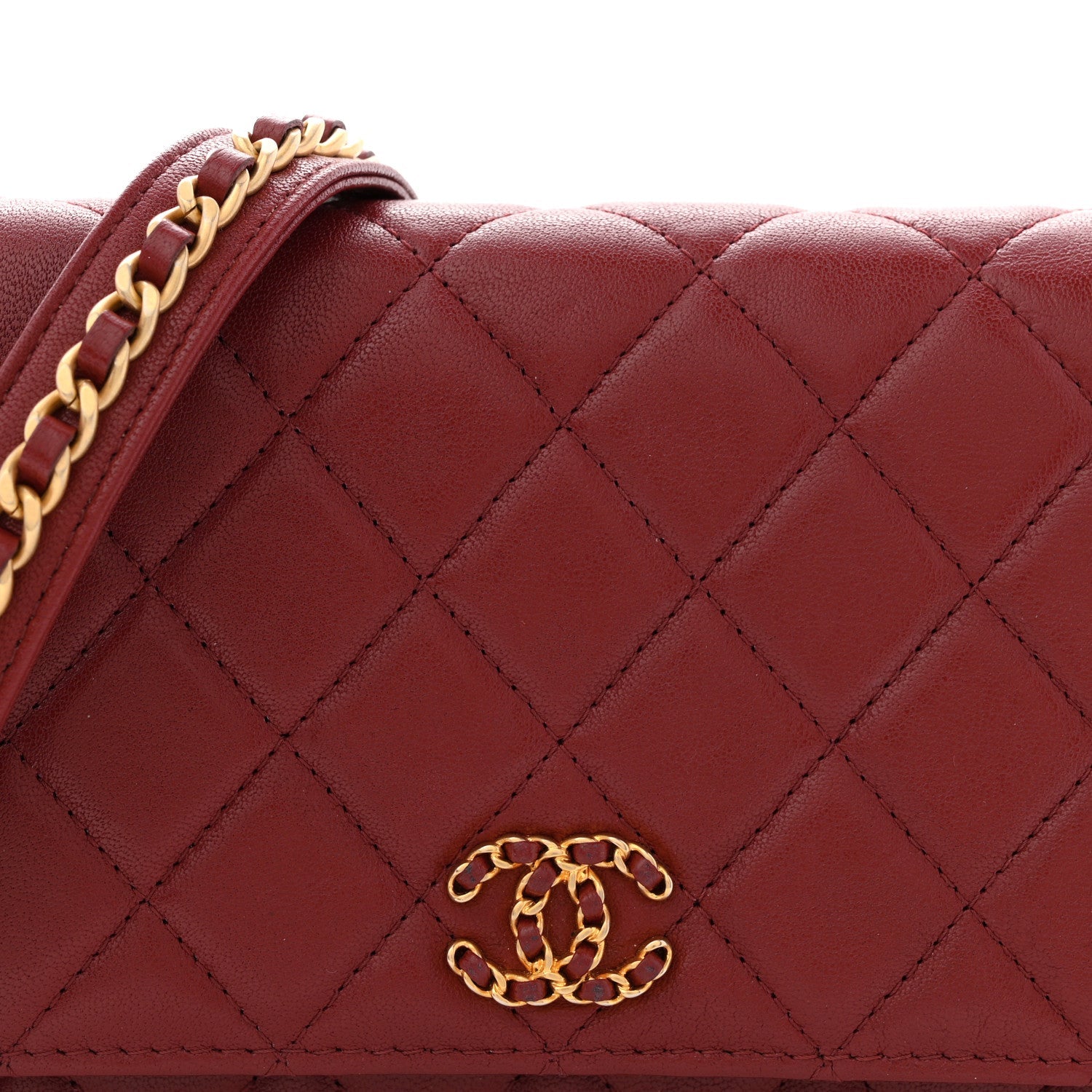 Chanel Lambskin Quilted Infinity Wallet On Chain WOC Burgundy
