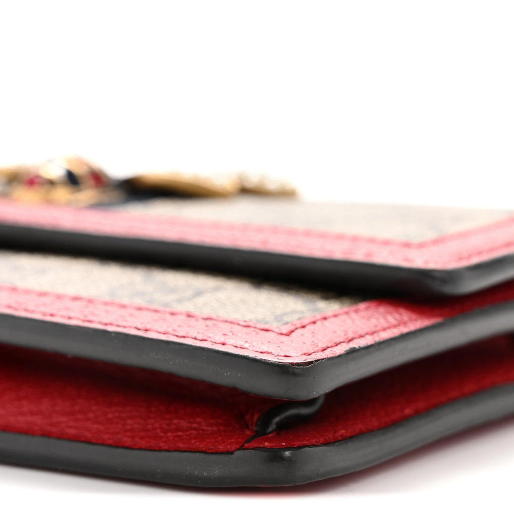Gucci GG Supreme Monogram Web Queen Margaret Chain Wallet Red