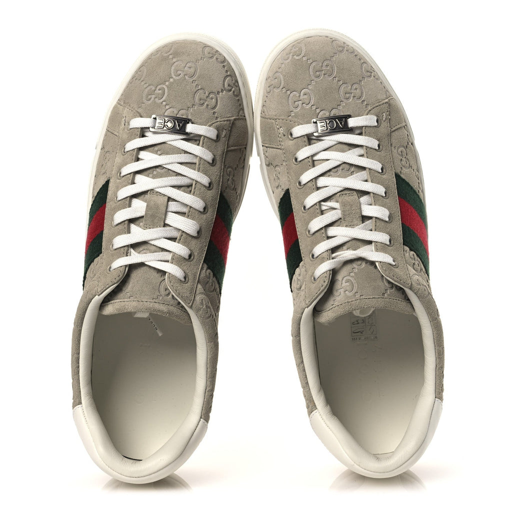 Gucci Suede Web Mens Ace Sneakers 8.5 Oatmeal