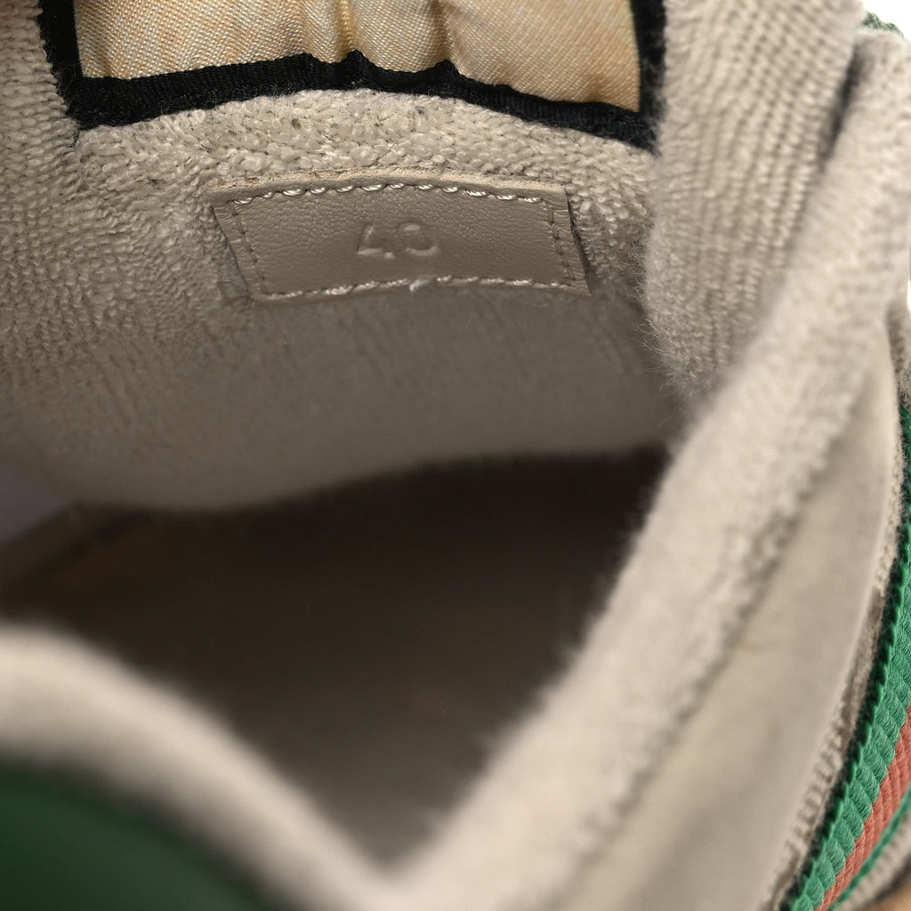 Gucci GG Monogram Nubuck Web Womens Screener Sneakers 40 New Sand Dusty Milk Vintage Green