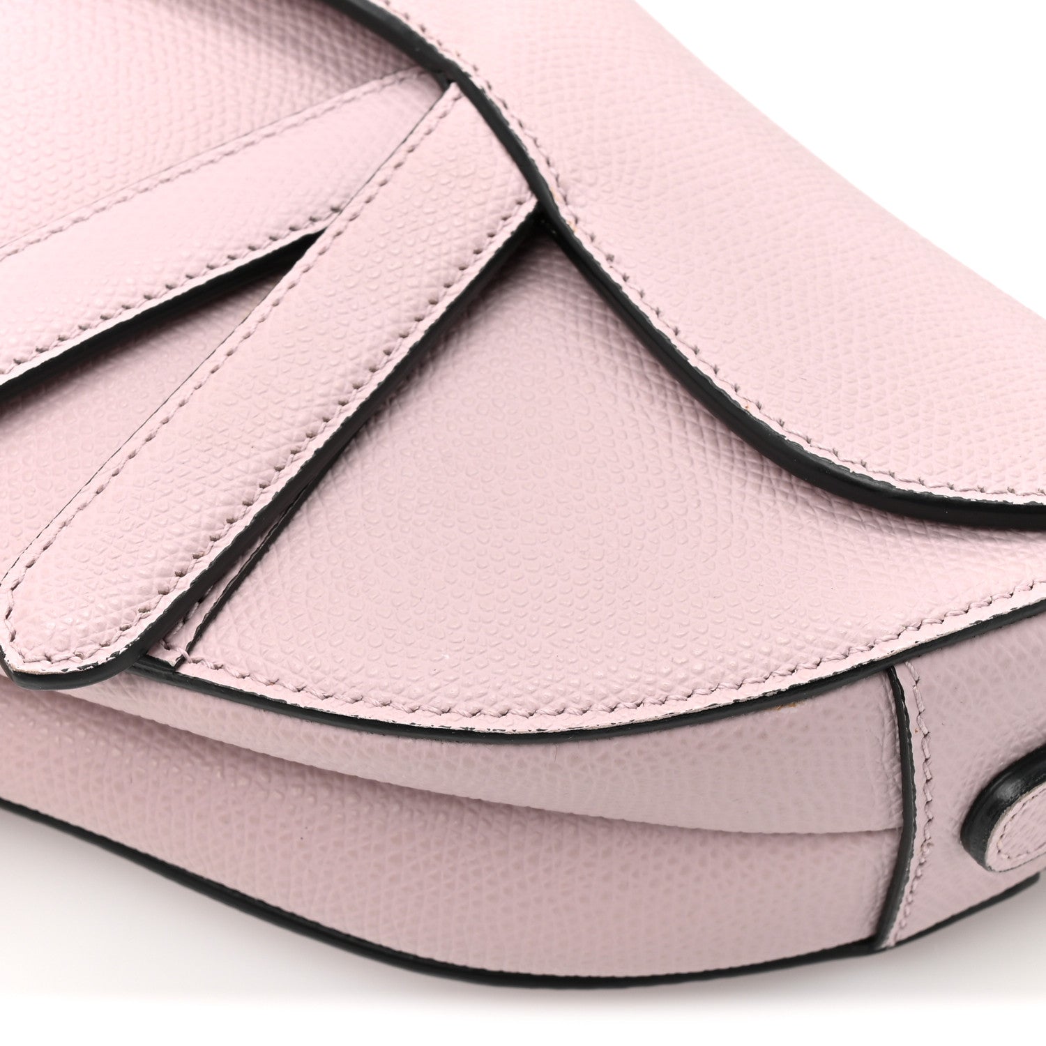 Christian Dior Grained Calfskin Mini Saddle Bag Light Pink