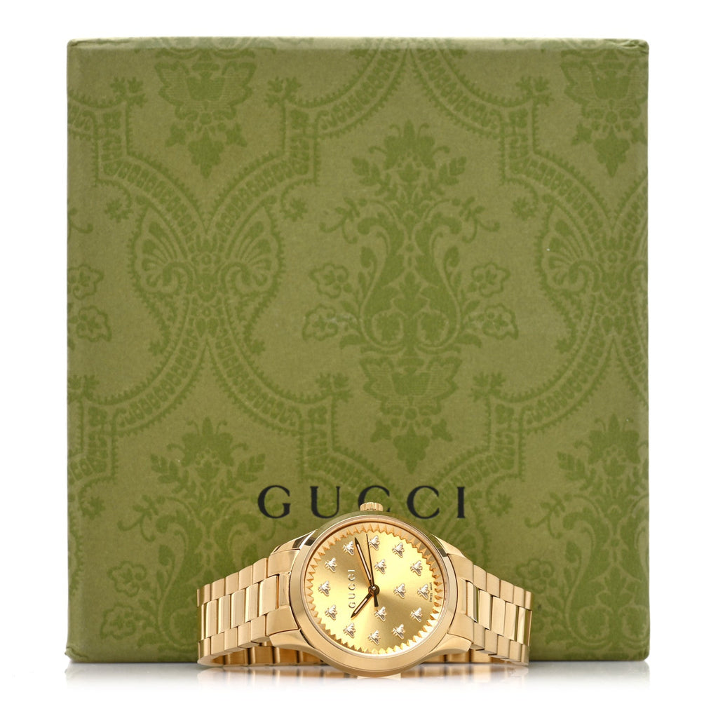 Gucci Stainless Steel 32mm G-Timeless Bee Quartz Watch Gold