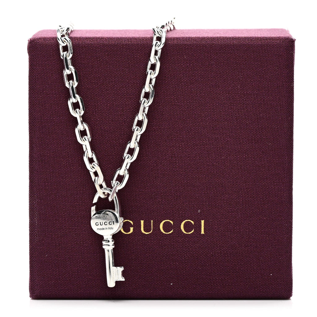 Gucci Sterling Silver Trademark Key Pendant Necklace