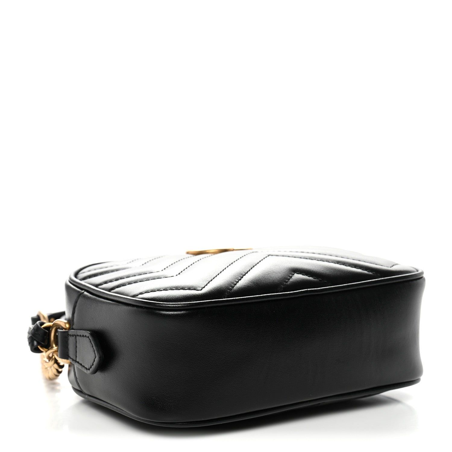 Gucci Calfskin Matelasse Mini GG Marmont Chain Shoulder Bag Black