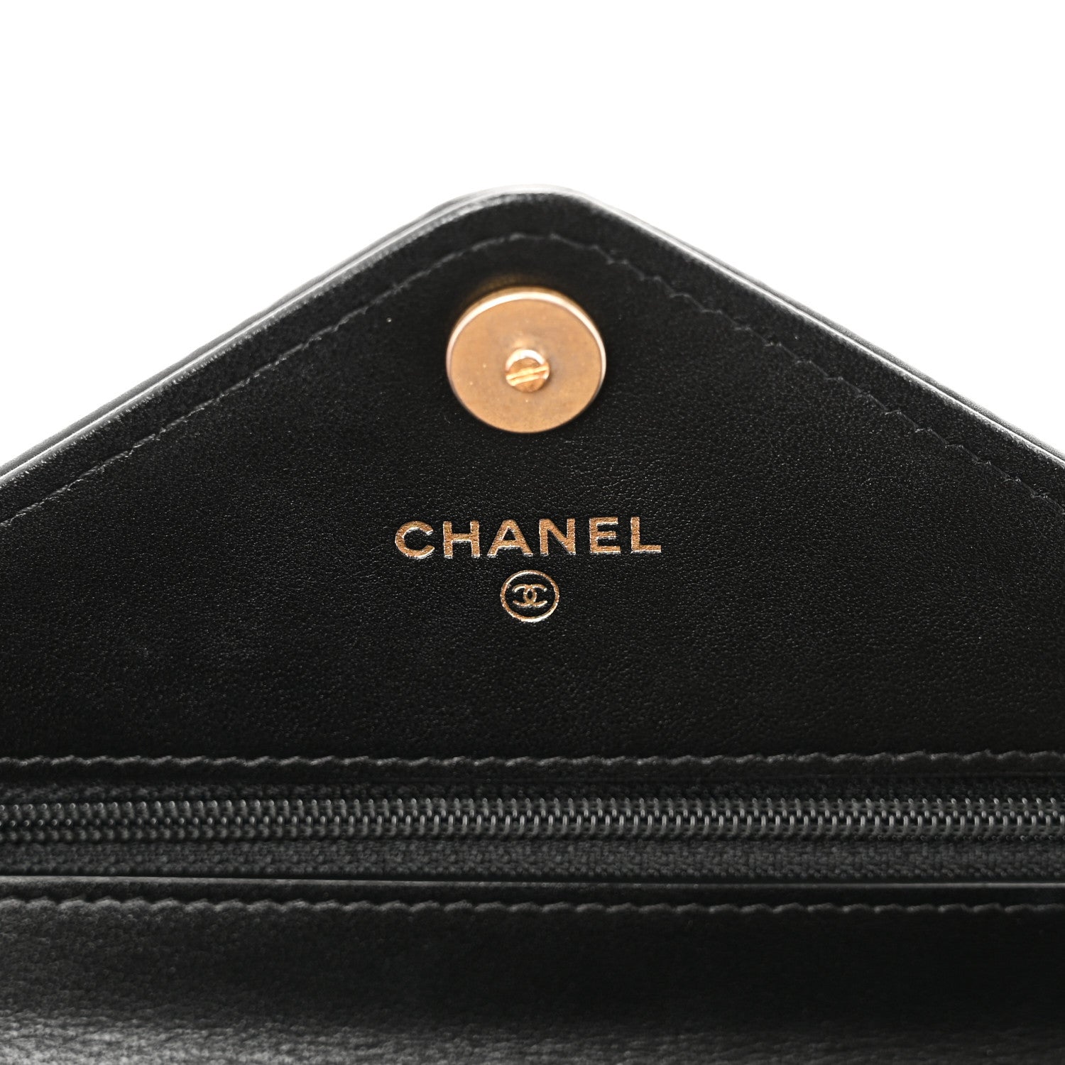 Chanel Calfskin Elaphe Double Chevron Mini Wallet On Chain WOC Black