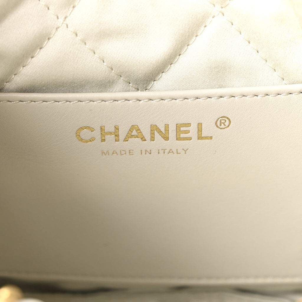 Chanel Shiny Calfskin Quilted Mini Chanel 22 Light Grey