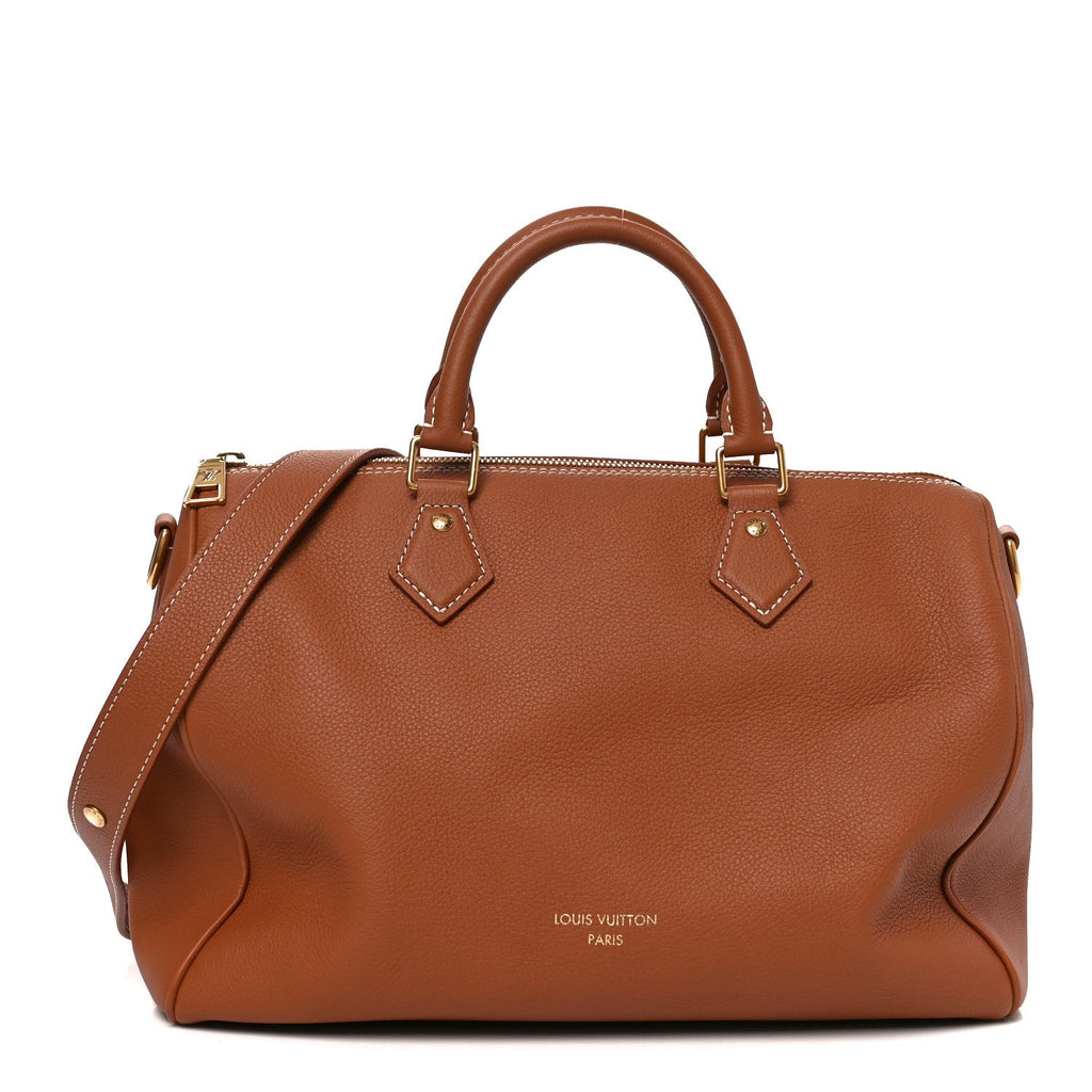 Louis Vuitton Grained Calfskin Low Key Speedy 30 Cognac