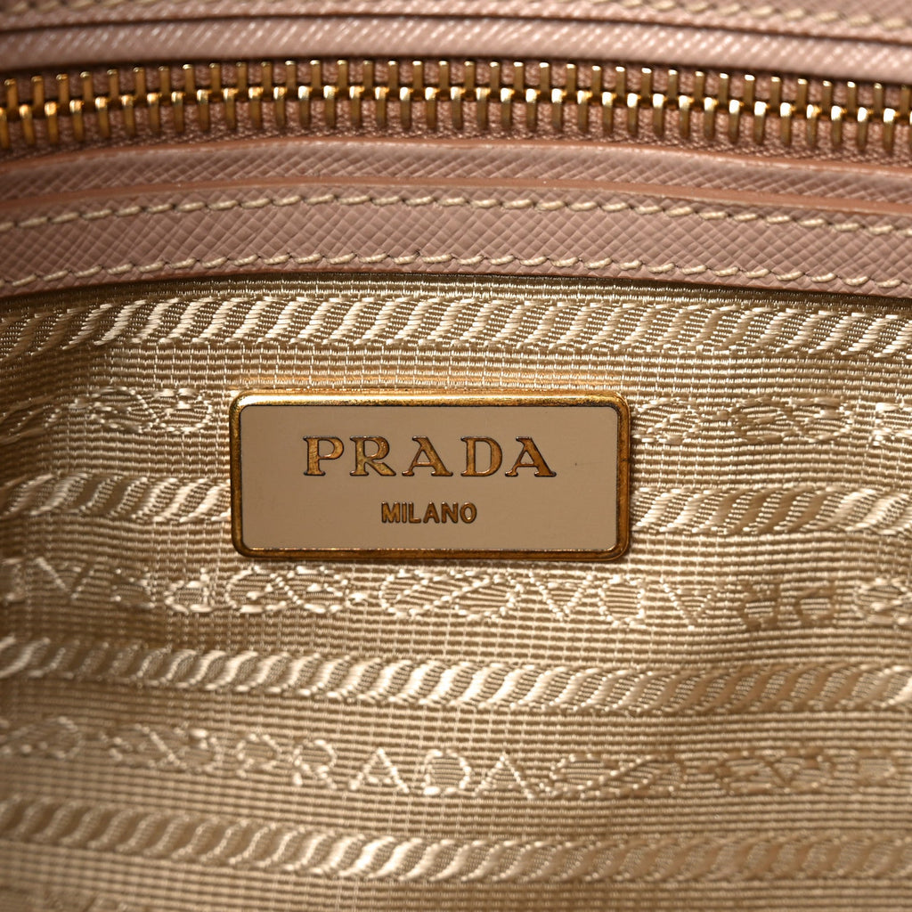 Prada Saffiano Small Galleria Double Zip Tote Cammeo