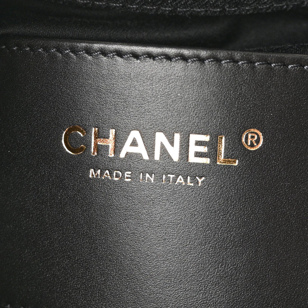 Chanel Washed Denim Quilted Mini Chanel 25 Handbag Black