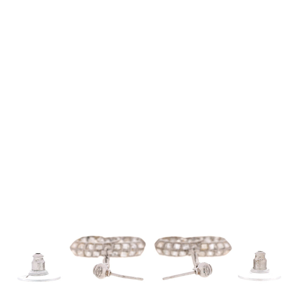 Baguette Crystal CC Drop Earrings Silver