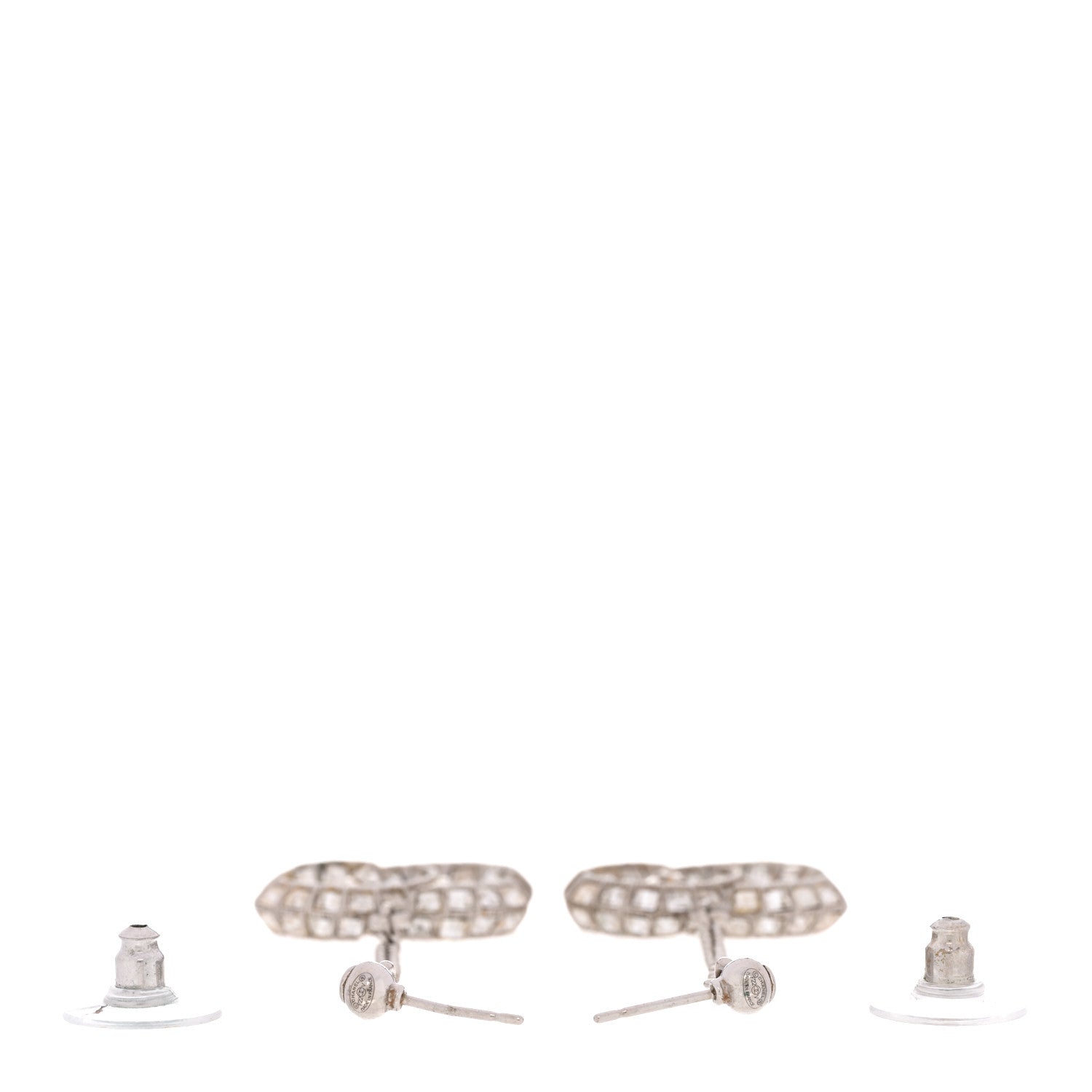 Baguette Crystal CC Drop Earrings Silver