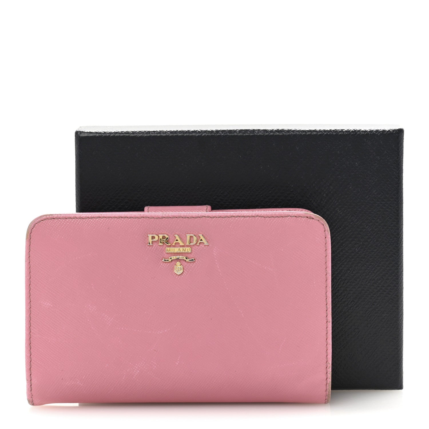 Prada Saffiano Metal Compact Wallet Geranio