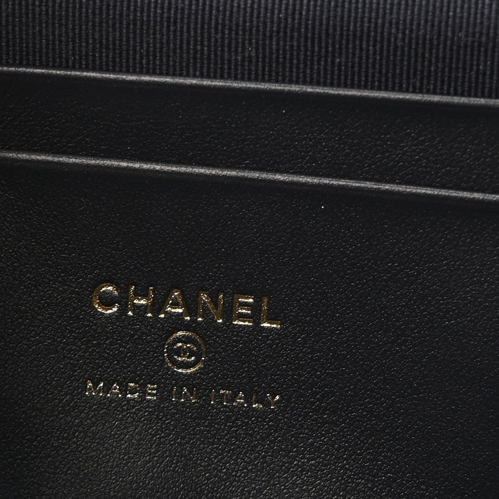 Chanel Denim Quilted Top Handle Slim Vanity Case With Chain Dark Blue Orange