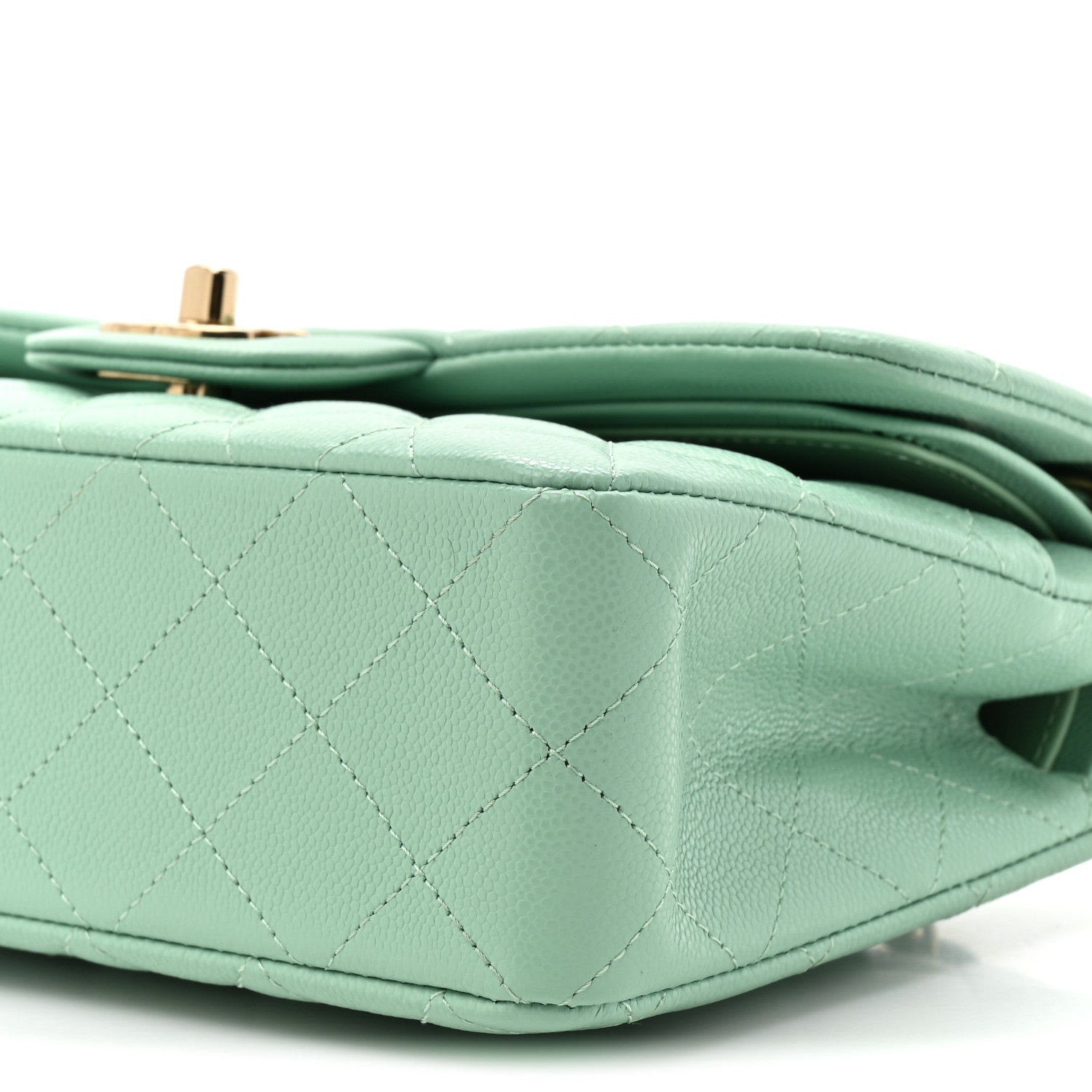 Chanel Caviar Quilted Small Double Flap Light Green