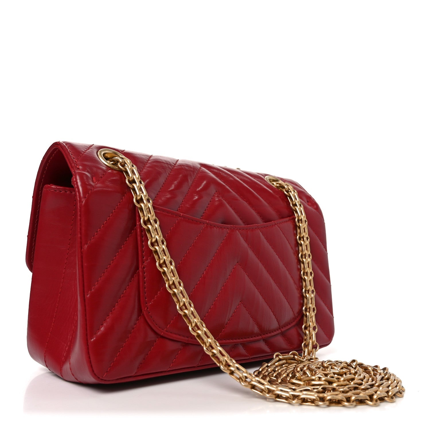 Chanel Aged Calfskin Chevron Quilted 2.55 Reissue Mini Flap Dark Red