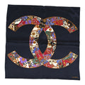 Chanel Silk CC Gripoix Logo Mini Bandana Navy Blue Golden Multicolor