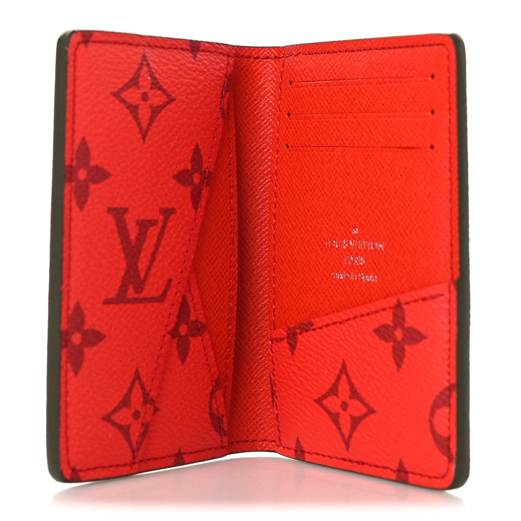 Louis Vuitton Monogram Pocket Organizer NM Khaki Green Vermillion Red