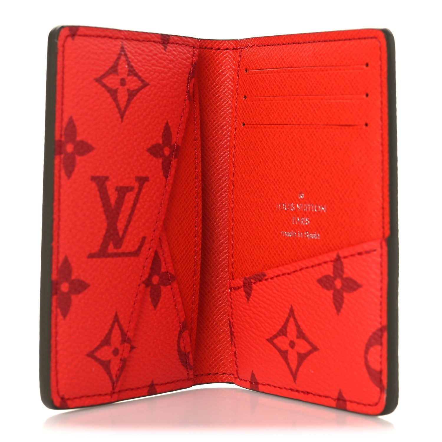 Louis Vuitton Monogram Pocket Organizer NM Khaki Green Vermillion Red