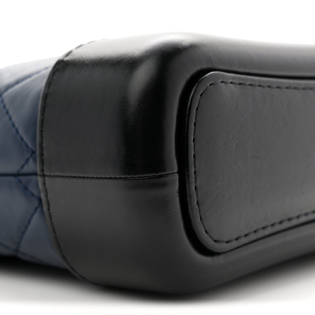 Chanel Aged Calfskin Quilted Small Gabrielle Hobo Navy Black