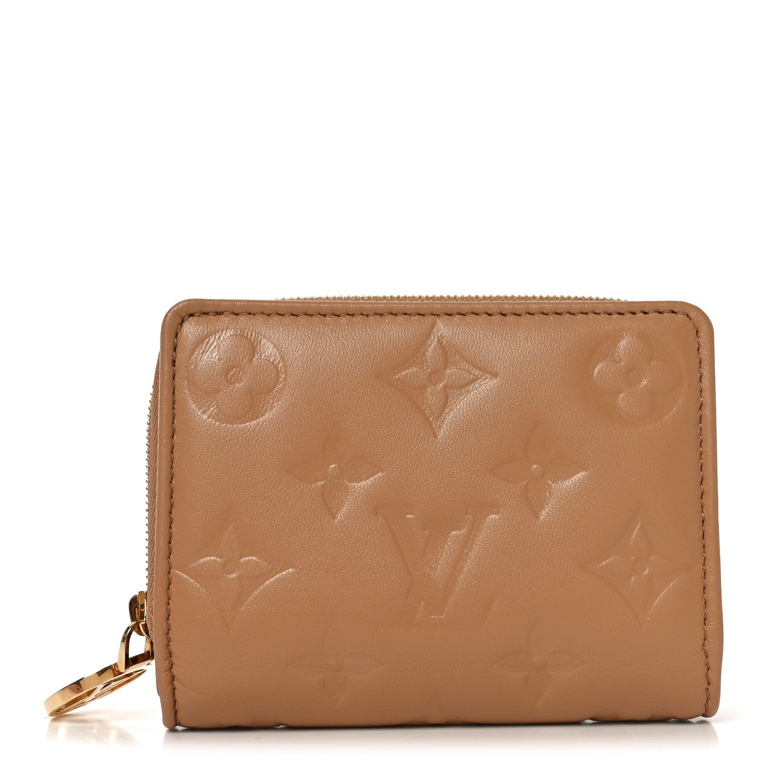 Louis Vuitton Lambskin Embossed Monogram Lou Coussin Wallet Camel