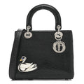Christian Dior Ceramic Effect Deerskin Jeweled Swan Lady Dior Black