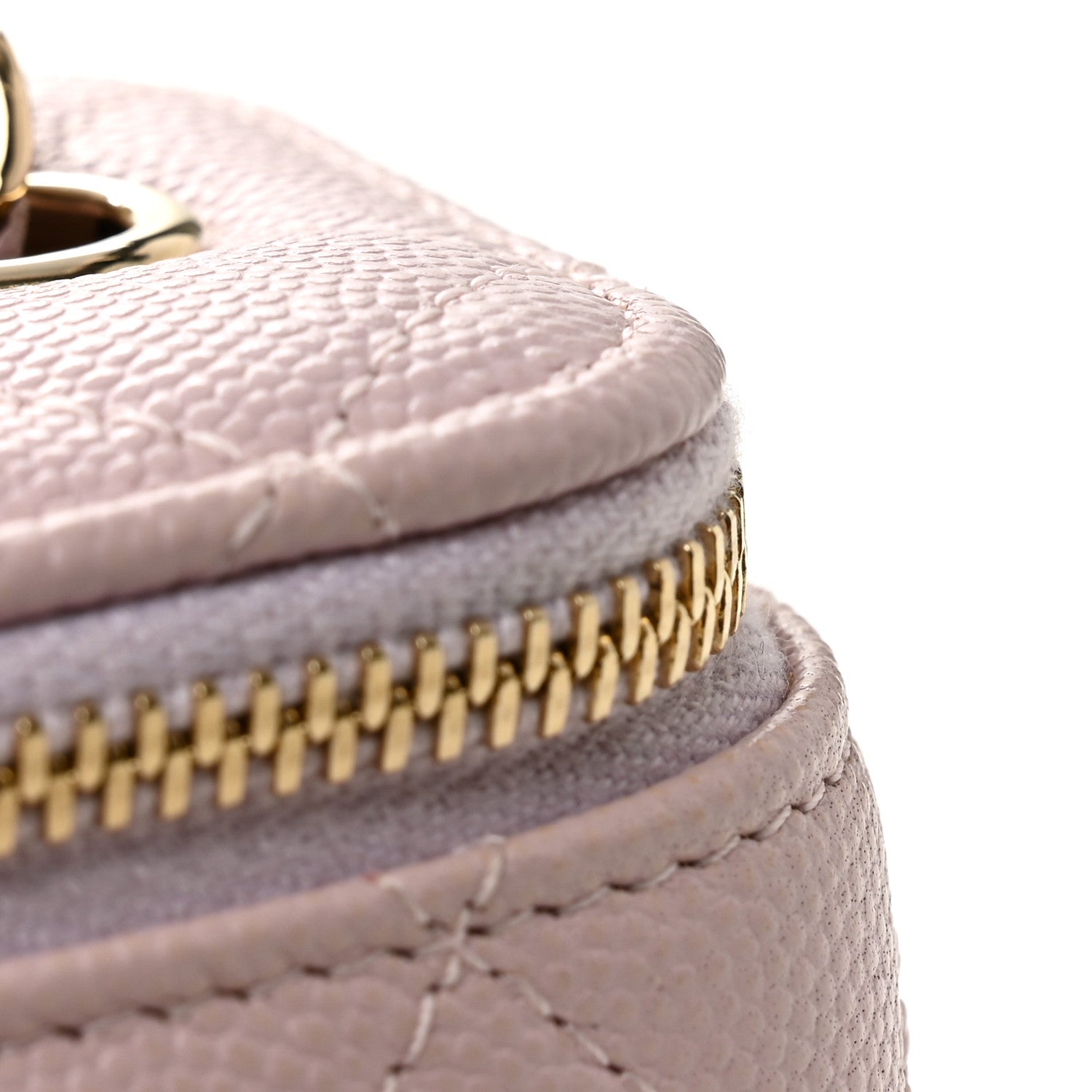 Chanel Caviar Quilted Mini Vanity Case With Chain Light Pink
