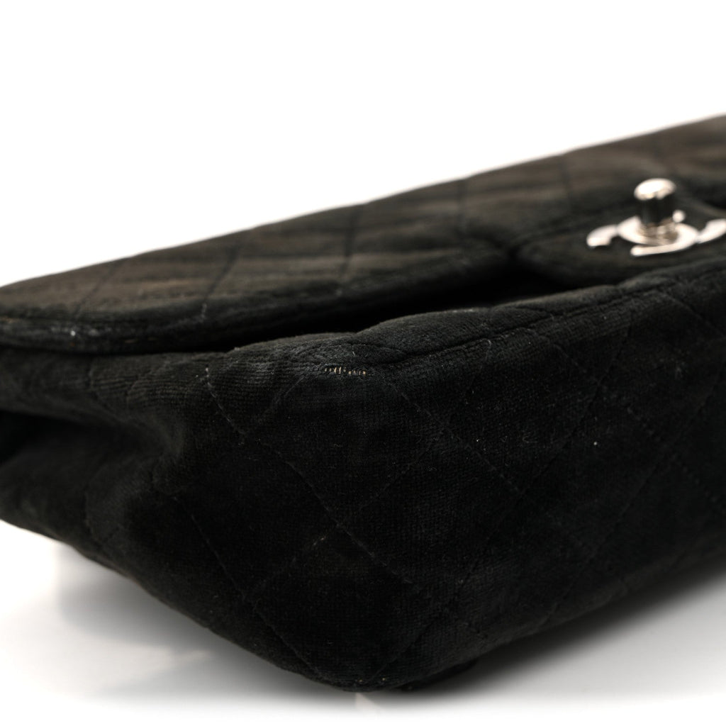 Chanel Velvet Quilted Flap Backpack Black