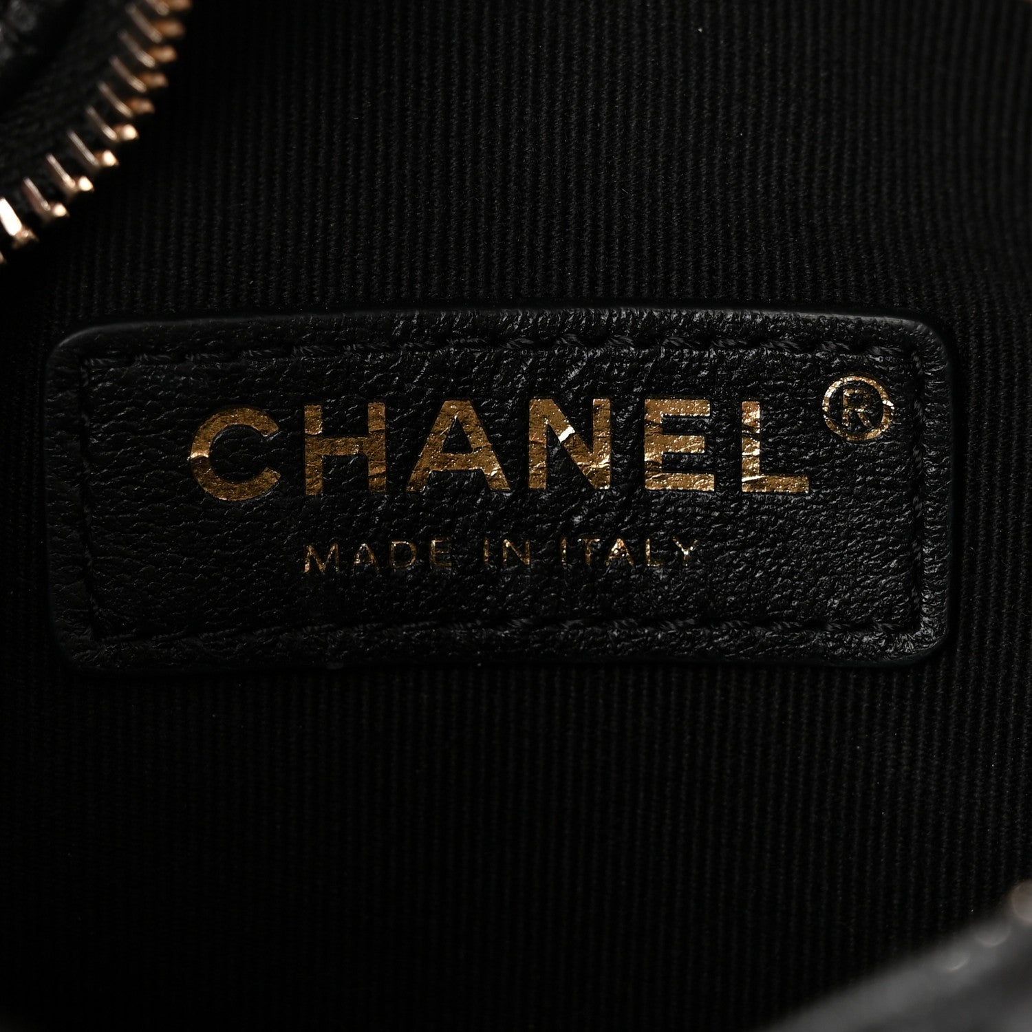 Chanel Shiny Crumpled Lambskin Quilted Small Preppy Pocket Camera Case Black