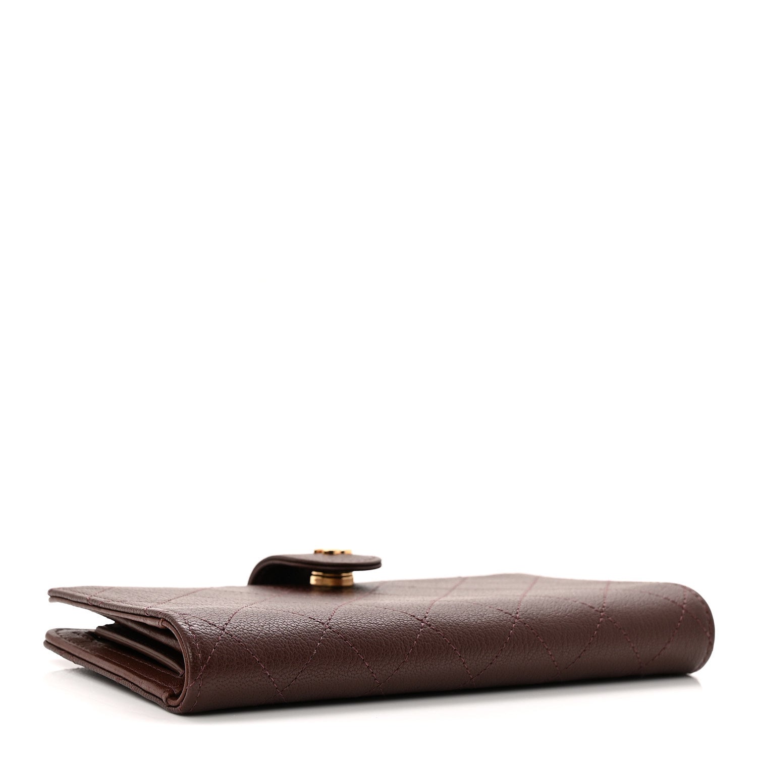 Goatskin Quilted French Long Wallet Burgundy