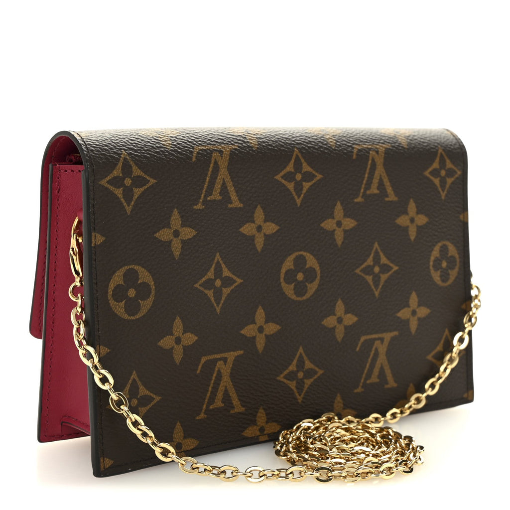 Louis Vuitton Monogram Flore Chain Wallet Fuchsia