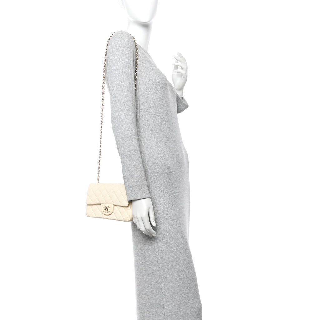 Chanel Lambskin Quilted Mini Rectangular Flap White