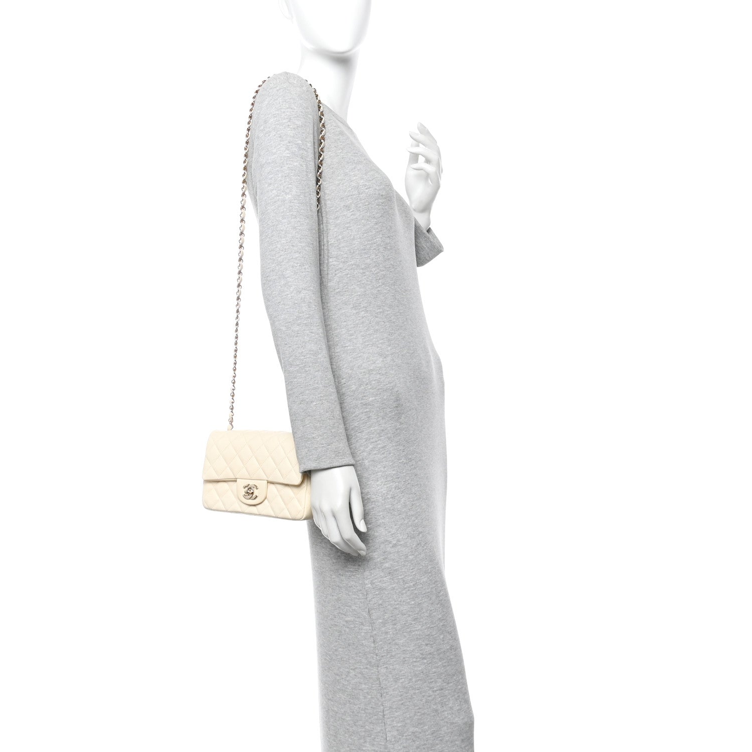 Chanel Lambskin Quilted Mini Rectangular Flap White