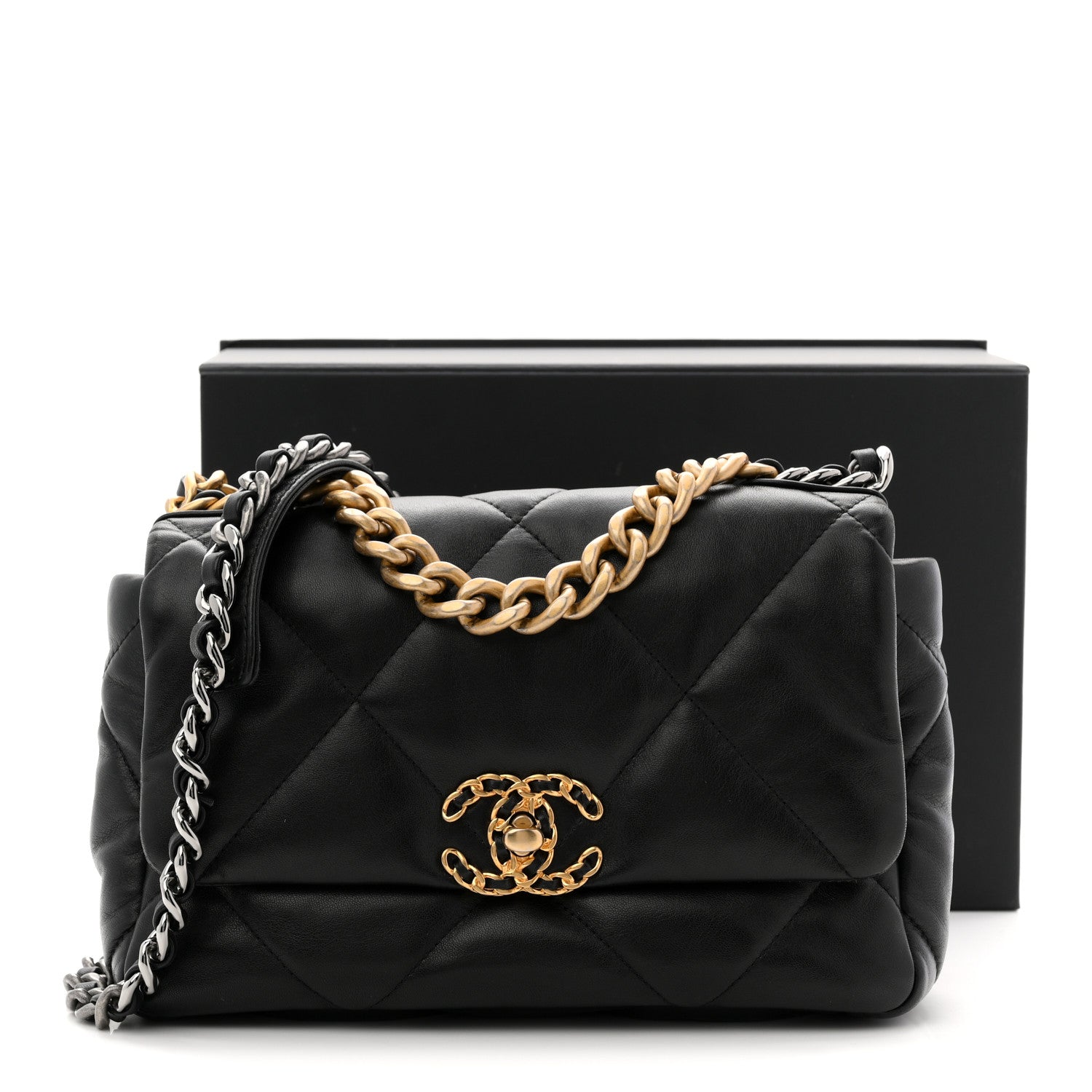 Chanel Lambskin Quilted Medium Chanel 19 Flap Black
