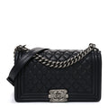 Chanel Lambskin Quilted Medium Boy Flap Black