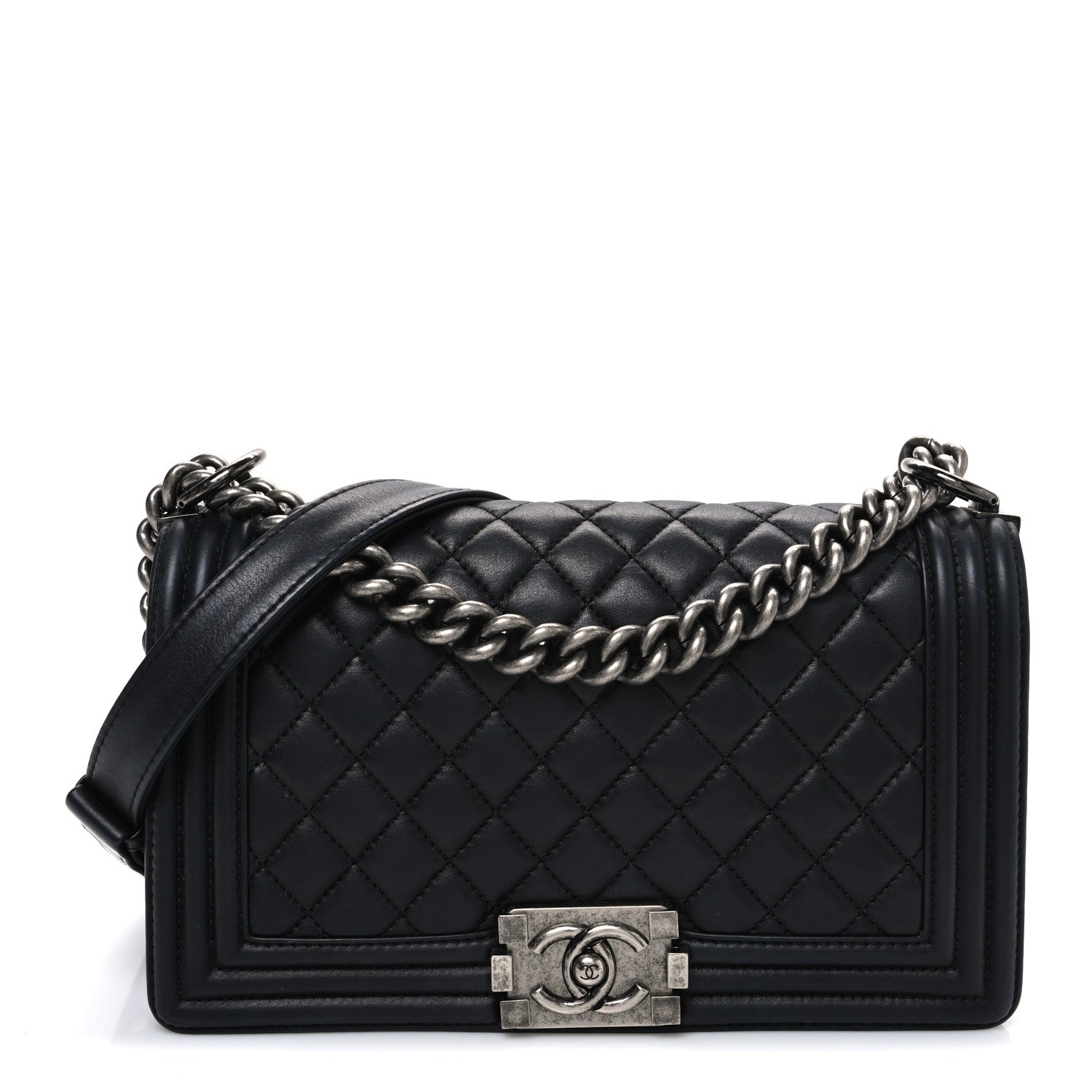 Chanel Lambskin Quilted Medium Boy Flap Black