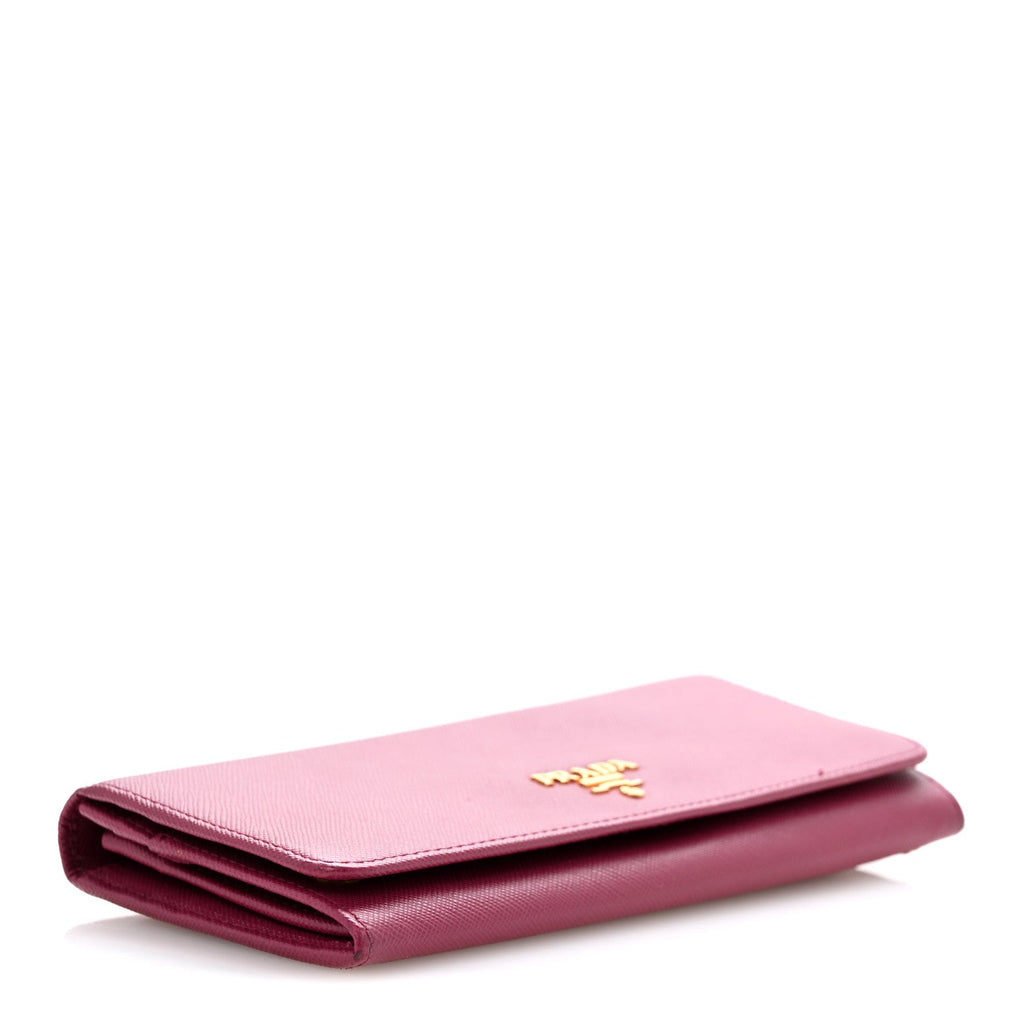 Prada Saffiano Metal Continental Flap Travel Wallet Ametista