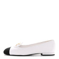 Calfskin Grosgrain Cap Toe CC Moccasin Loafers 40 White Black