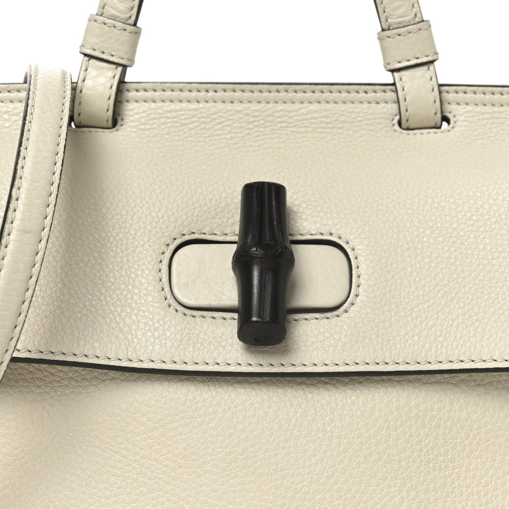 Gucci Cellarius Calfskin Small Bamboo Daily Top Handle Bag Mystic White