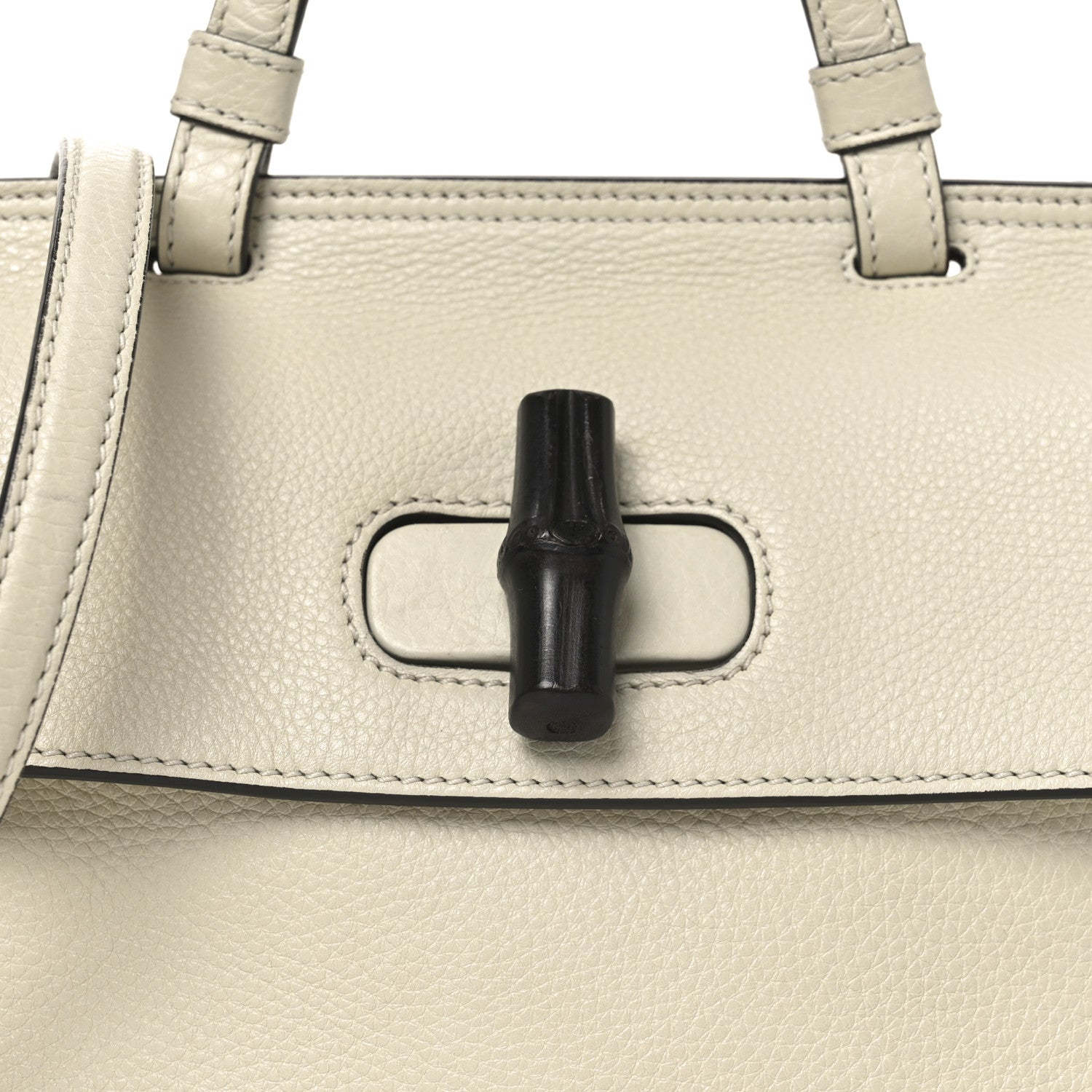 Gucci Cellarius Calfskin Small Bamboo Daily Top Handle Bag Mystic White