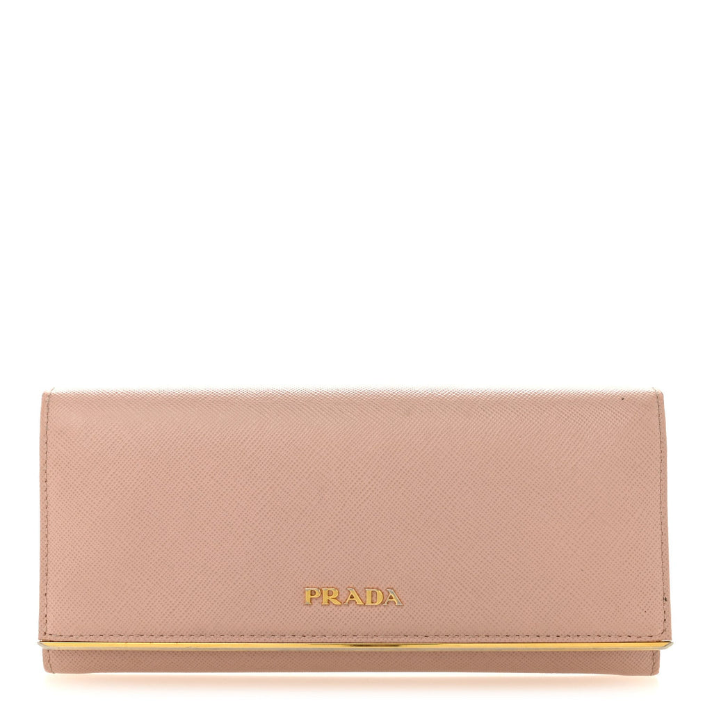 Prada Saffiano Metal Bar Continental Flap Wallet Orchidea