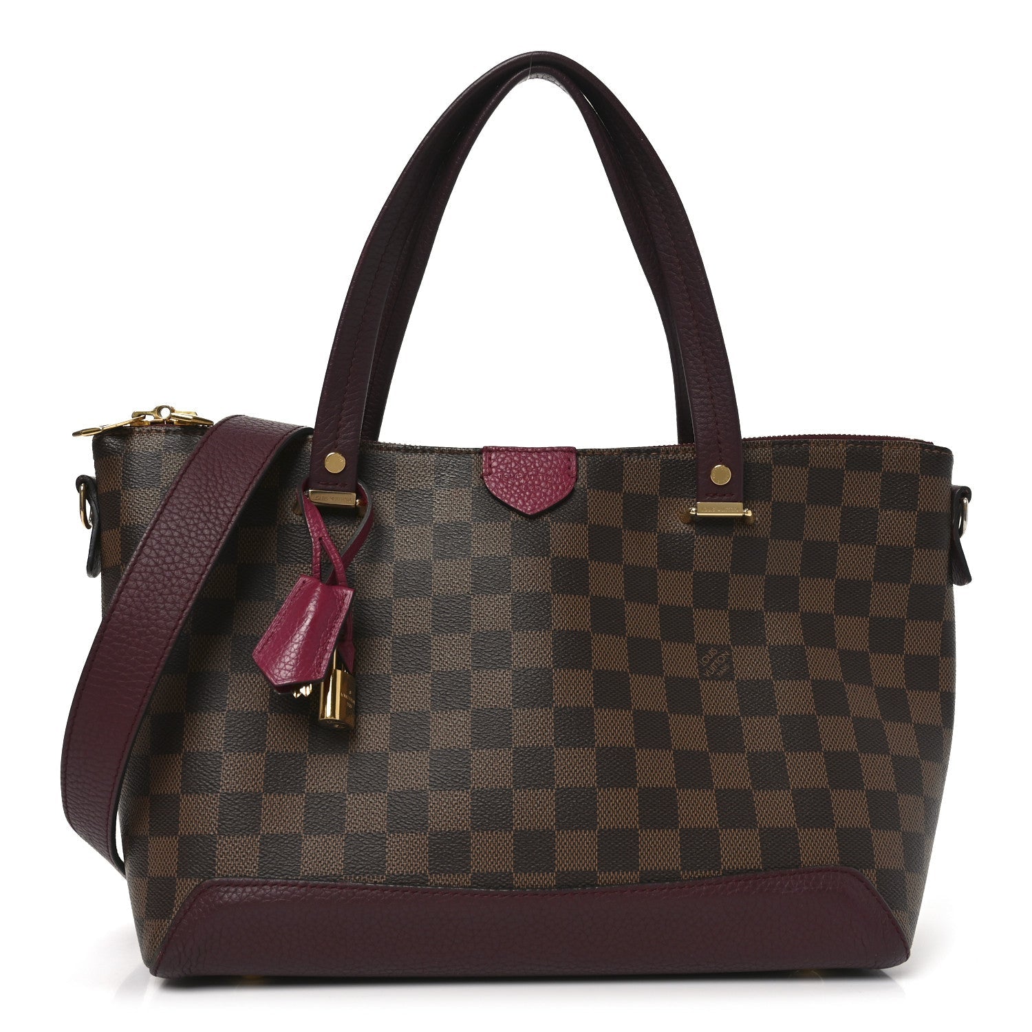 Louis Vuitton Damier Ebene Cuir Taurillon Hyde Park Fuchsia