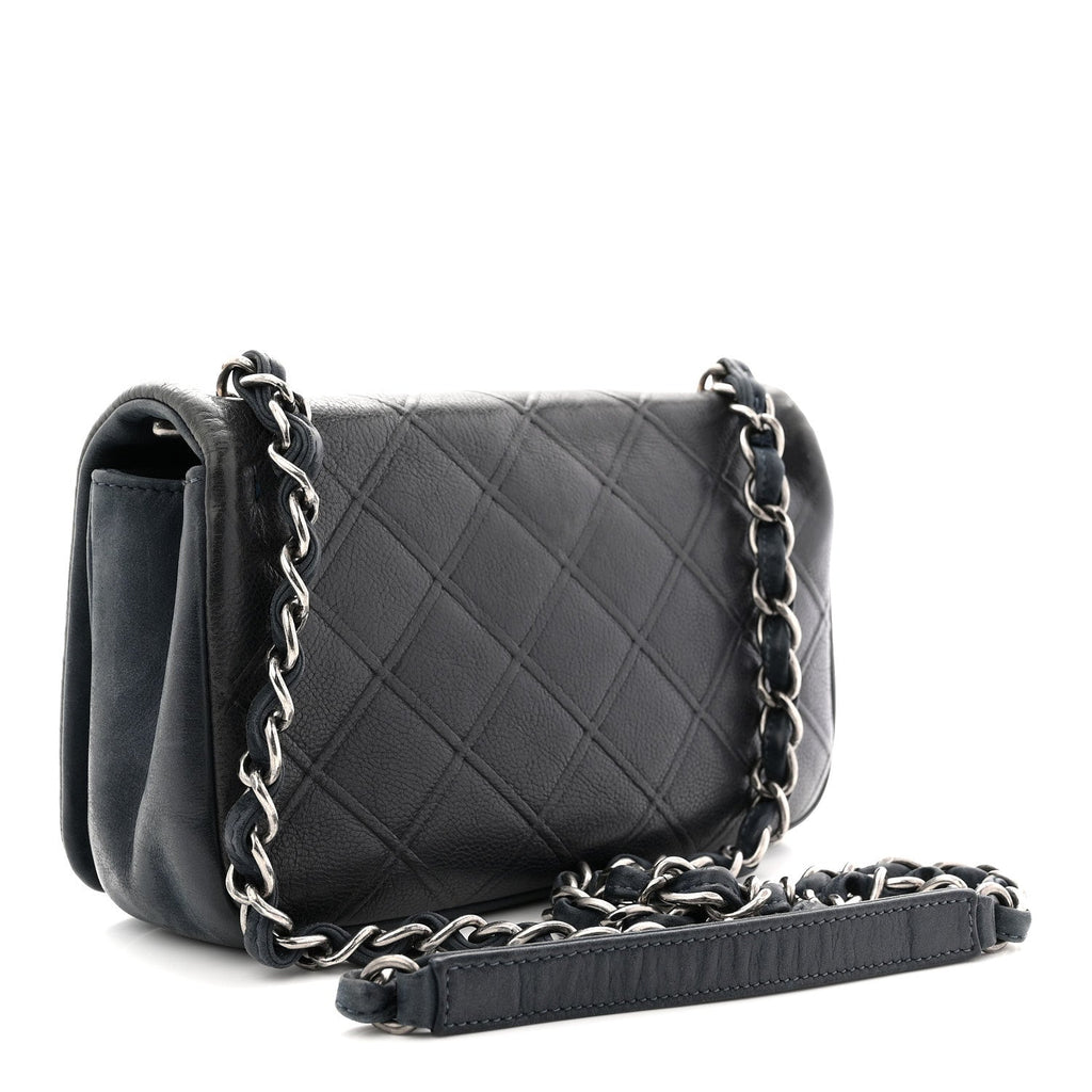 Chanel Calfskin Diamond Embossed New Chic Flap Blue